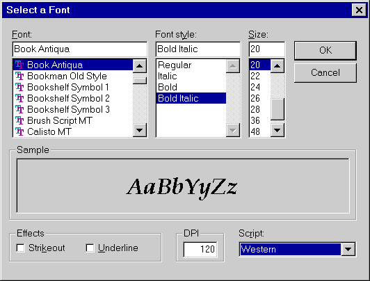 Select Font Dialog